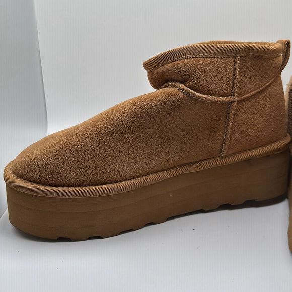 CUSHIONAIRE Women's Genuine Suede pull on platform boot +Memory Foam 8 CHESTNUT - Picture 7 of 7